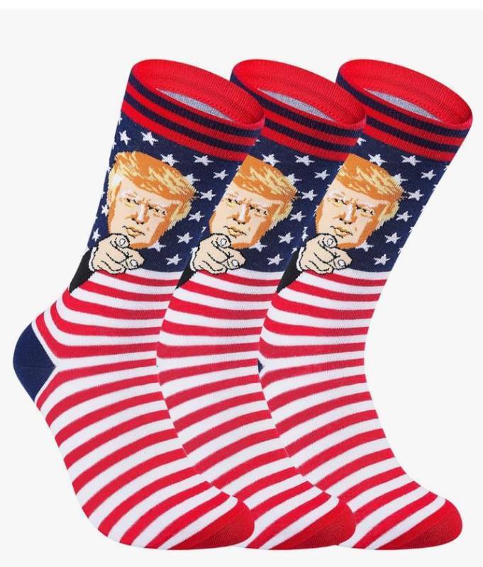 lot 244 image: Patriotic American Flag Novelty Socks 3-Pack