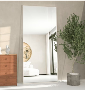 lot 821 image: Full Length Mirror Full Body Standing Mirror Large Rectangle Leaner, Gold (65x24) - Retail $69