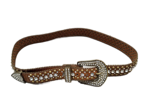 lot 840 image: Western Leather Belt with Crystal Rhinestones (Size XL)