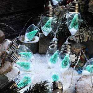 lot 846 image: Aurelema 13ft Christmas Snow Globe String Lights with Tree 20 LED Fairy Bulb Lights Christmas Tree Decorations Battery Powered Indoor String Light for Bedroom Outdoor Xmas Party Decor(Cold White)