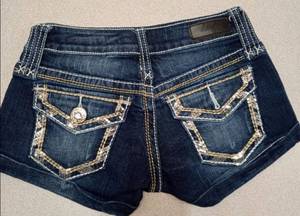 lot 855 image: Daytris scorpio Denim Shorts with Sequin Pocket Design - Size 24