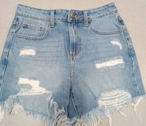 lot 857 image: Cello Light Blue Distressed Denim Shorts - Size XS