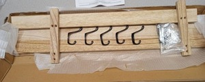 lot 862 image: Wall-Mounted Wooden Coat Rack with Hooks