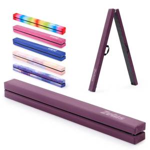 Promfmove Folding Balance Beam, Foldable Floor Gymnastics Balance Beam with Carry Handles Suede Cover & Nonslip Base, Portable Gymnastics Equipment for Kids Beginners Gymnasts, Purple Suede 70.87\" - Retail: $85