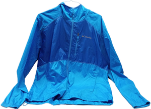 lot 883 image: Columbia Blue Windbreaker Jacket with Hood (Size XL)