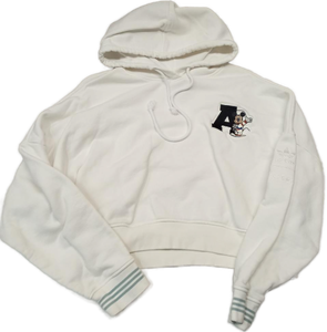 lot 884 image: Adidas Disney Mickey Mouse White Crop Hoodie (Size Small)