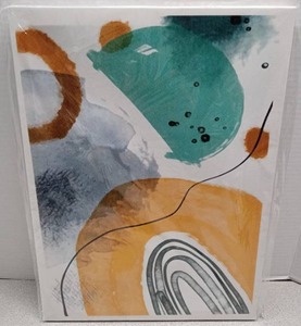 lot 932 image: Abstract Art Canvas Print - Teal and Orange (16x12)