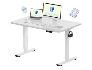 lot 187224 image: Retails for $167 FLEXISPOT EN1 One-Piece Standing Desk with 1-Inch Thick Desktop, 48x30 Electric Height Adjustable Desk for Home Office & Multi-Device Workstations, White