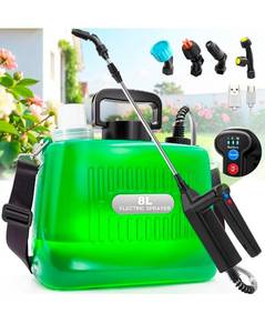 lot 16962 image: Battery Powered Sprayer 2 Gallon, 2025 New Electric Garden Sprayer with 3 Spray Force, Battery Indicator, Rechargeable Handle, 23.6 Telescopic Wand,4 Mist Nozzles,Shoulder Strap, for Lawn and Garden - Retail $0