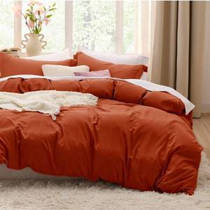lot 16969 image: Bedsure Terracotta California King Duvet Cover - Prewashed Cotton-Like Polyester Extra Soft Bedding Set, Includes 1 Cal King Duvet Cover 104x98 with Zipper Closure & 2 Pillow Shams, No Comforter - Retail $0