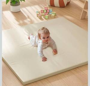 lot 16989 image: Padded Baby Play Mat, 1.3 Inch Thicken Foam Cushioned & 50 x 50 Waterproof Playpen Mat for Infants and Toddlers, Stylish and Just Wipe-Clean Playmat for Baby Play on Floor, Beige - Retail $0