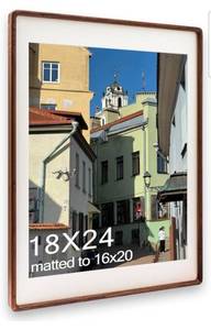 lot 16997 image: 18x24 Frame, Solid Walnut Wood Poster Frame with Mat for 16x20 or 18x24 without Mat, Rounded Corner Walnut Wooden Frame, Gallery Wall Frames for Art, Horizontal or Vertical Wall Mounting - Retail $58