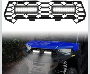 lot 17008 image: SAUTVS Front Mesh Grill with Accent Light for Ranger SP 570 2022, Waterproof Black Mesh Grille with LED Light Bar for Polaris Ranger SP 570  Crew SP 570 2022 2023 2024 Accessories (1PCS) - Retail $109