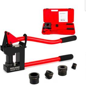 lot 17010 image: Manual Lever Sheet Metal Stud Punch 20GA with (78 and 1-1132) Manual Knockout Hole Punch Driver Kits Conduit Hole Cutter Set KO Tool - Retail $89