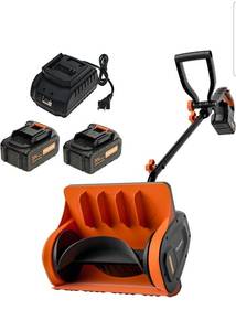 lot 17014 image: HEYWORK Cordless Snow Shovel, 20V 13-Inch Battery Powered Snow Thrower, Battery Snow Blower with Directional Plate & Adjustable Front Handle(4.0Ah Li-ion Battery2 & Fast Charger Included) - Retail $0