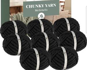 lot 17027 image: MelloBello Chunky Yarn Black 8 Pack - Retail $59