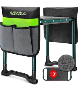 lot 17035 image: Garden Kneeler and Seat Heavy Duty, Upgraded Foldable Gardening Stool - Widened to 10 Stable Wear-resistant Prevent Knee and Back Pain, Beautiful Logo high-end 2 Large Tool Bags Gift for Women - Retail $56