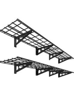 lot 17044 image: FLEXIMOUNTS 12-inch-by-72-inch Wall Shelf Garage Storage Rack Wall Mounted Floating Shelves,1x6ft,Black, 2-Pack, Classic Series - Retail $99