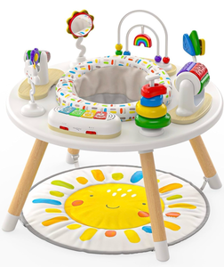 lot 17062 image: Move2Play 4-in-1 Baby Activity Center  Montessori-Inspired Design  8 Interactive Toys  Tummy Time, Exersaucer & Toddler Table  Shower Gift  Essential  Must Have for 3, 6, 12 Month Old (Sun) - Retail $149