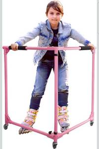 lot 17070 image: GanFindX Folding Skater Aid for Kids Roller Skating, Roller Skate Trainer for Kids Toddler 3036 Inch Height Outdoor Roller Skates - Retail $56