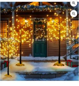 lot 17078 image: Cofiyard Outdoor Christmas Decorations Lighted Birch Tree Set of 3, LED  Black, 4, 6 and 8 Feet, for Indoor Christmas Decor, Party, Garden, Yard, Wedding, Holiday - Retail $0