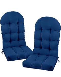 lot 17082 image: Outdoor Adirondack Chair Cushions Set of 2 Navy Blue Waterproof Rocking Chair Seat Cushion Replacement with Ties Thicken Non Slip High Back Outdoor Patio Chair Pads 47.24  19.69  4 - Retail $62