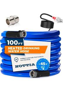 lot 17087 image: 100FT Heated Water Hose for RV, Freeze Protection to -45°F, Lead-Free & BPA-Free, Safe for Campers, Gardening, Livestock, Home Use - Retail $255