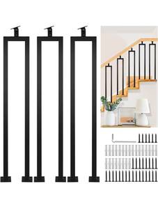 lot 17092 image: 3 Pack U Shape 36 Stair Balusters with Adjustable Top Bracket for Staircase Interior, Baluster for Stair Handrail Indoor Steps by LukLoy - Retail $75