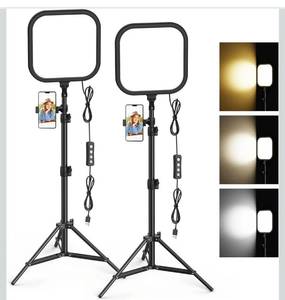 lot 17094 image: 2Pack LED Video Light Kit, Hagibis 15W Photography Lighting Kit, 78 Dimmable Studio Lights with Tripod, 2500-8500K Stream Light for Video Recording, Game Streaming, Photography, Tiktok, YouTube - Retail $0
