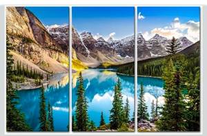 lot 17095 image: Mountain Wall Art Rocky Mountain 3 Pieces Colorado Snow Mountain National Park Landscape Modern Artwork Painting Print On Canvas Picture for Living Room Home Decoration - Retail $49
