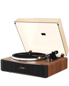 lot 17097 image: Paron Record Player Vintage Turntable for Vinyl Records with Built-in Speakers Bluetooth Retro Phonograph Wood Walnut - Retail $459