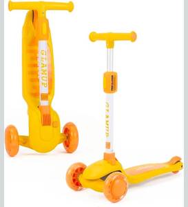 lot 17104 image: GLAMUP Kids Kick Scooter 3 Wheels, Kids Scooter Height Adjustable Handlebar, Lean-to-Steer System & Easy-Folding Mechanism, Ages 3-14 Boys and Girls - Retail $59