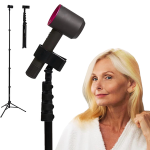 lot 17129 image: Hair Dryer Stand �� Heavy Duty 26-74 Inch Adjustable Blow Dryer Holder with Non-Slip Tripod and Universal Clip �� Hands Free for Frozen Shoulder, Arthritis, and Wrist Pain Relief - Retail $45
