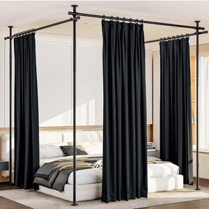 lot 17138 image: Room Divider Large(28-209in)Wide Curtain Rods No Drilling, 4-10FT Wall Divider Adjustable Tension Rods Stand for Room Partition, Floor to Ceiling Corner Temporary Privacy Screen Panel Separator, Black - Retail $69
