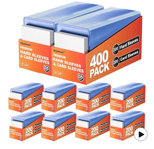 lot 17139 image: 2000 Card Sleeves Hard Plastic, Arjiekwei 3X4 Baseball Cards Protectors Plastic, Premium Card Holder for Trading Sports Baseball Football Game Cards (1000 Hard Sleeve  1000 Soft Sleeve) - Retail $99
