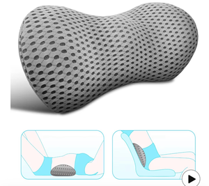lot 17145 image: Lumbar Support Pillow for Office Chair, Memory Foam Lumbar Pillow for Lower Back Pain Relief (Grey) - Retail $0