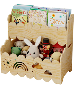 lot 17146 image: Wood Kids Bookshelf, Montessori Bookshelf 2-Tier, Suitable Kids Rooms, Nursery & Classroom, Kid Bookshelfs and Toy Storage, Toddler Book Rack, Nursery Book Shelves, - Retail $59