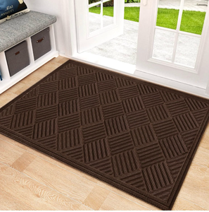 lot 17147 image: Mibao Front Door Mat, Dirt Trapper Welcome Mat for Outdoor Indoor, Non-Slip Waterproof Doormat, Durable Machine Washable Low Profile Entry Rug for Back Door Outside Patio Porch, 35.5 x 24, Coffee - Retail $0