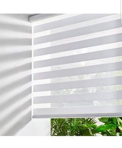 lot 17161 image: Persilux Cordless Zebra Blinds for Windows Free-Stop Window Blinds (34 W X 64 H, White) Dual Layer Light Control for Day and Night, Light Filtering Sheer Shades for Home, Bedroom, Easy to Install - Retail $66