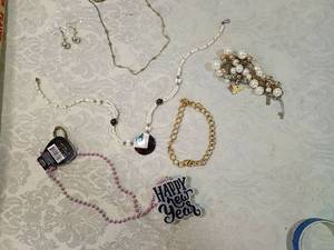 lot 22 image: Mixed Fashion Jewelry Lot with Pearl Charm Bracelet