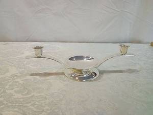 lot 59 image: Double-Arm Silver color Plated Candelabra from hobby lobby