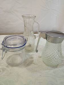 lot 74 image: Glass Storage Set with Chrome Lid