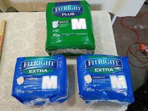 lot 86 image: FitRight Adult Briefs and Underwear Bundle - Medium Size diapers 3 packages20 in each  60 total