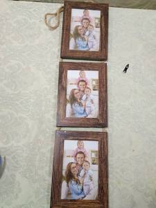 lot 108 image: Rustic Wood 4x6 Triple Wall Hanging Picture Frames