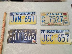 lot 127 image: Kansas License Plate Collection 1976-2001 4 plates