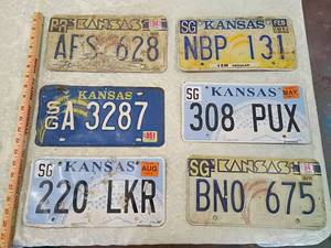 lot 128 image: 6 Kansas License Plate Collection 6 plates