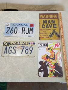 lot 129 image: Collectible Man Cave Sign & Nine Inch Nails Concert Poster Bundle 4 signs total