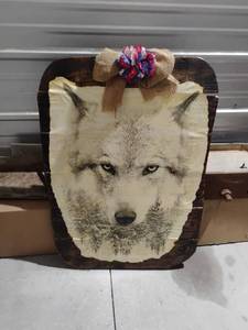 lot 109 image: Wolf Wall Decor.  31 x 22