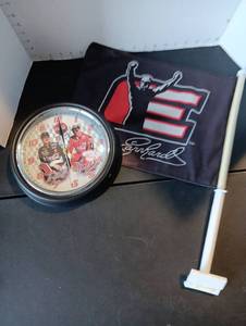lot 121 image: Dale Sr and Dale Jr Collection Clock and windows flag