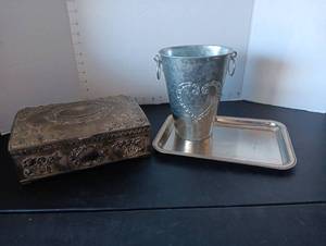 lot 179 image: Metal jewelry box and more